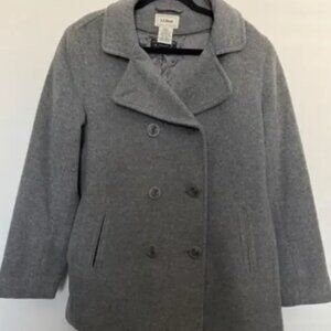 L.L. BEAN Bellandi Wool Pea Coat Italy Double Breasted Thinsulate lined Size 16